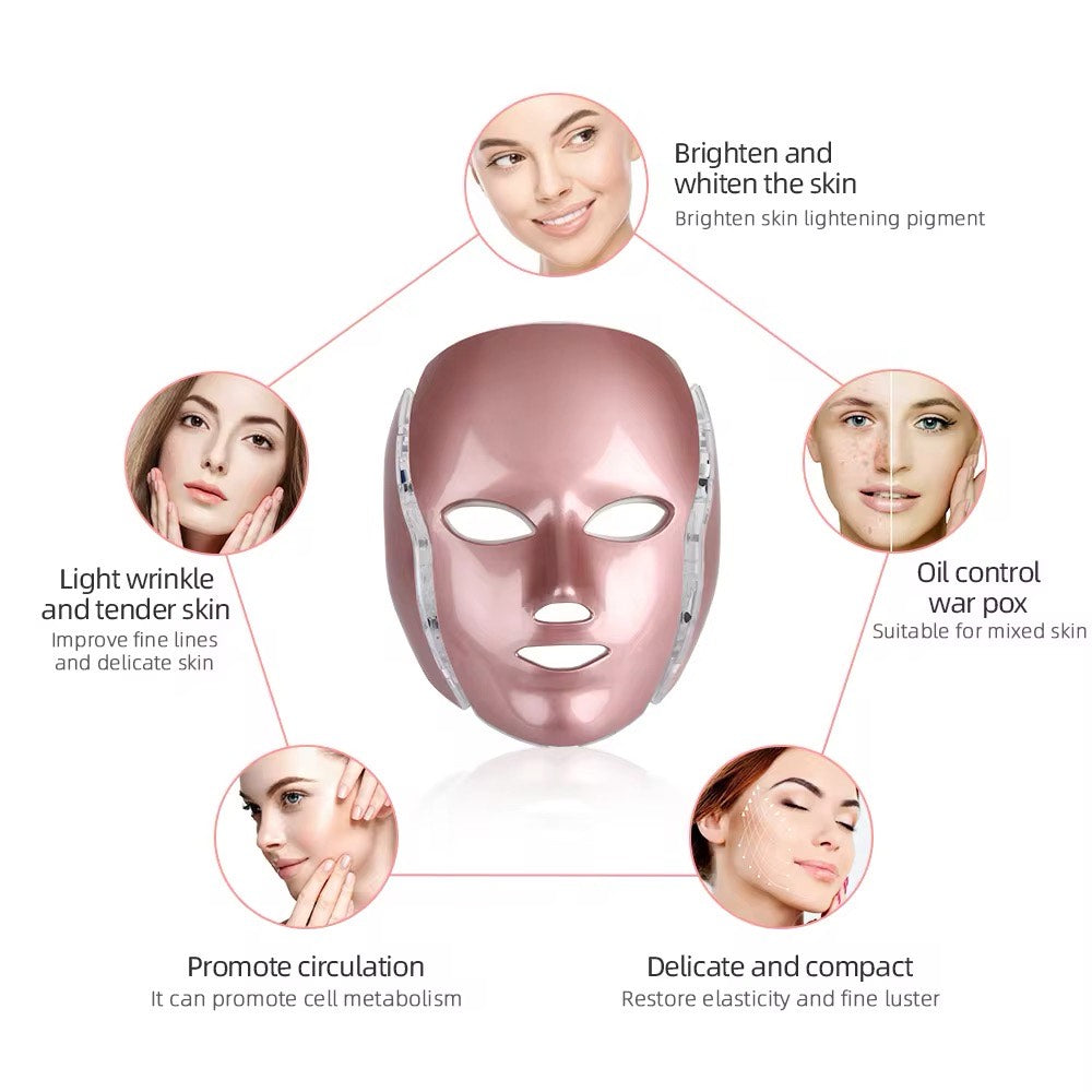 7 Colors LED Facial Mask with Neck Face Care Treatment My Store