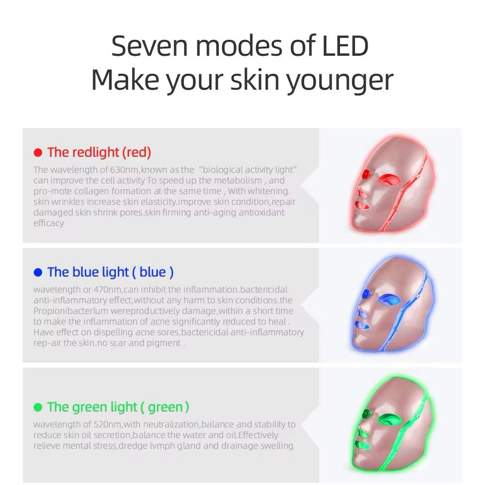 7 Colors LED Facial Mask with Neck Face Care Treatment My Store